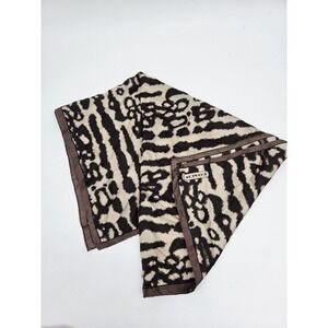 Vintage Coach Brown & Tan Silk Scarf 26.5" x 26.5" Leopard Animal Print